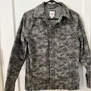 Cat & Jack NWOT Army Camouflage snap up jacket military 💚🩶💚🩶 camo 👀 coat hunt